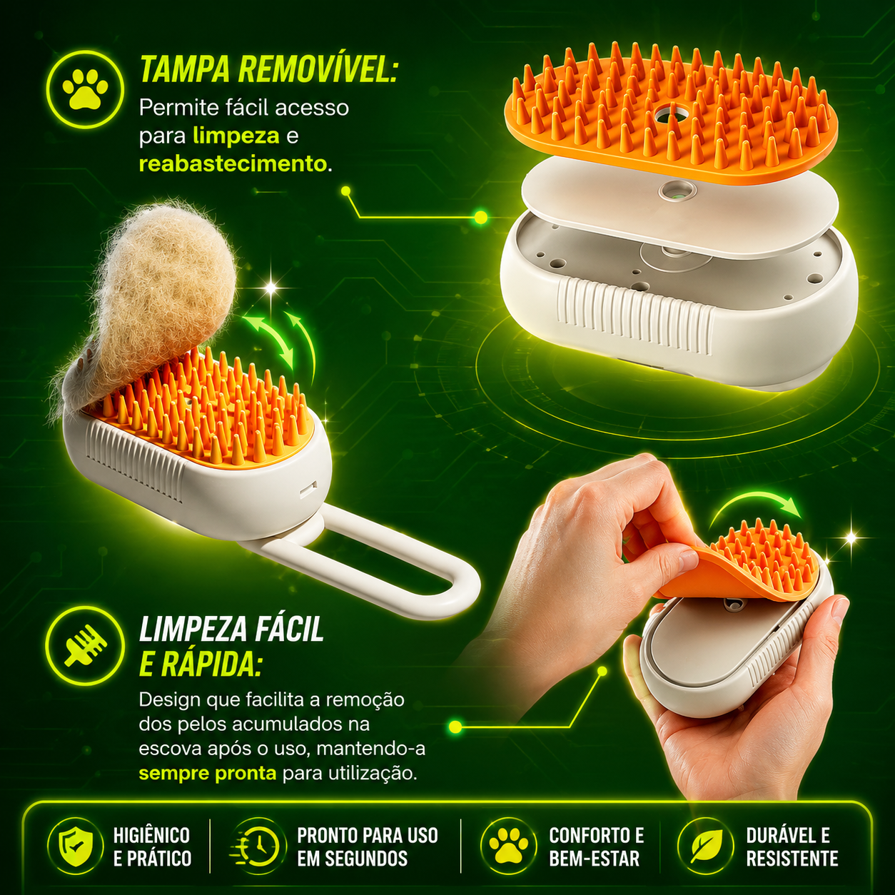 LimpaPET PRO - Escova 3 EM 1