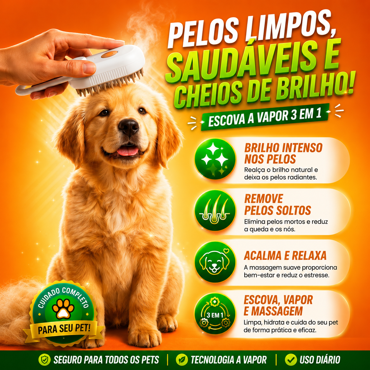 LimpaPET PRO - Escova 3 EM 1