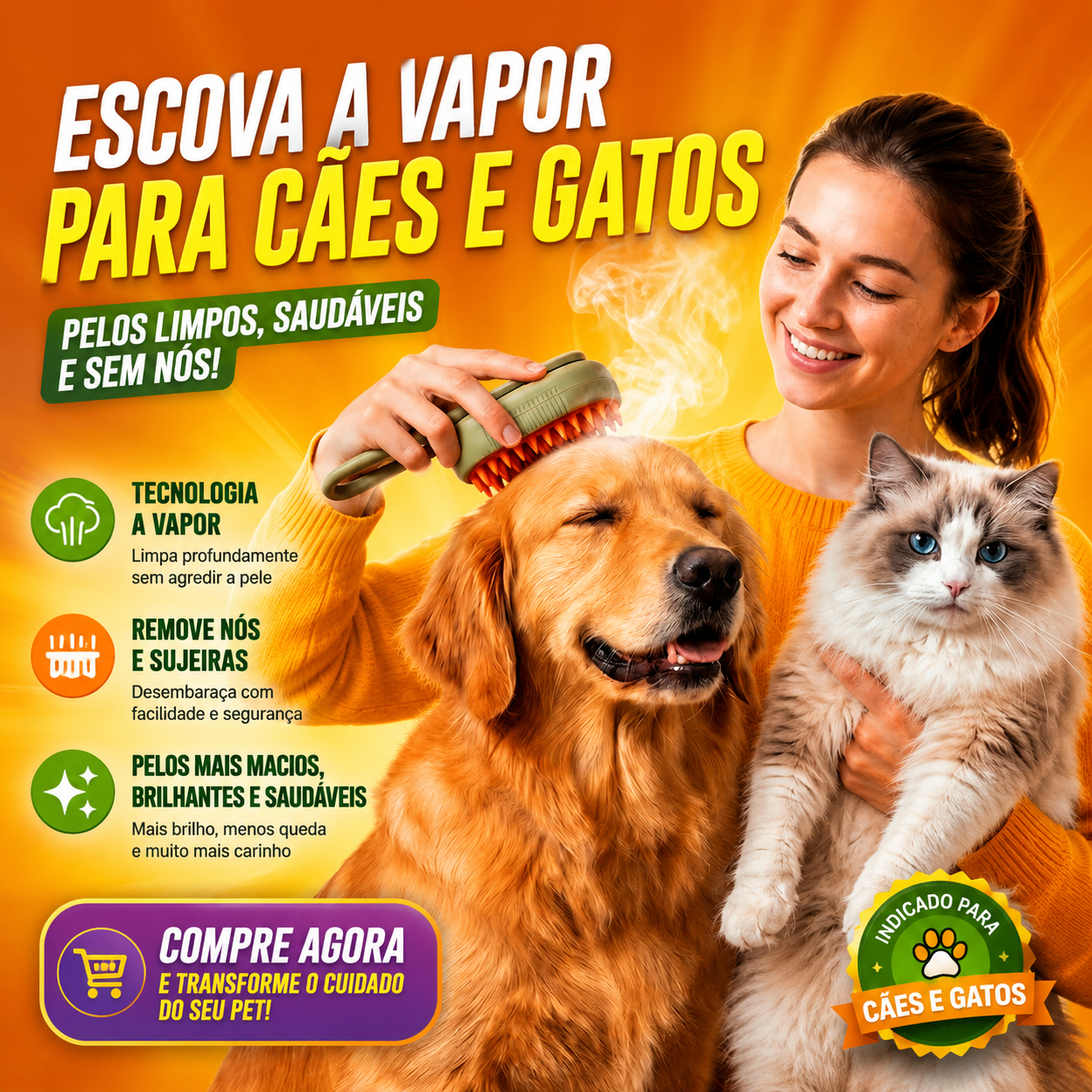 LimpaPET PRO - Escova 3 EM 1